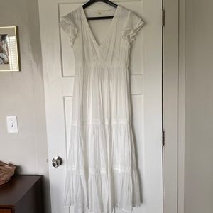 White tiered maxi dress